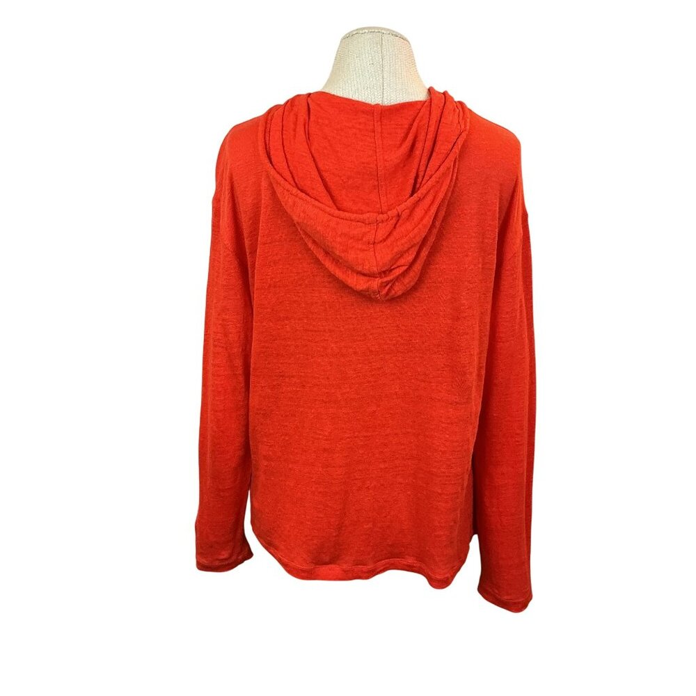 Sigrid Olsen Orange Hooded Linen Top With Tassels Womens Medium - Picture 4 of 10